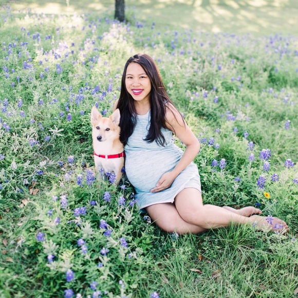 PINKBLUSH LIGHT BLUE TERRY CLOTH MATERNITY DRESS - Picture 8 of 8